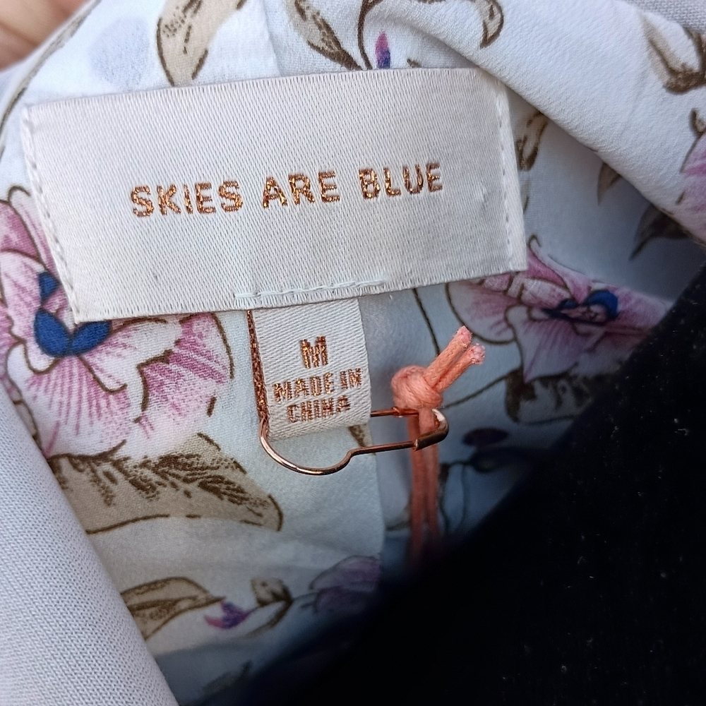 NWT Skies Are Blue Elegant Blue Gray Women's Blazer With Floral Lining_Med - Picture 6 of 7